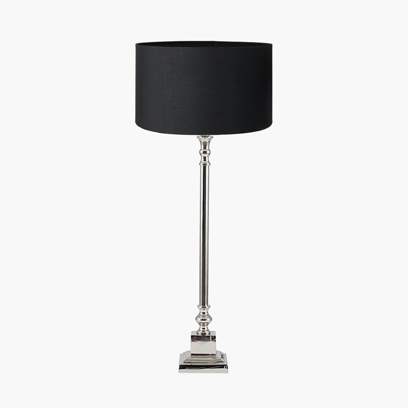 Beedon Metal Table Lamp, Poly-Blend, Silver, Black