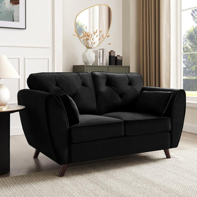 Wangara 2 Seater Sofa, Black Velvet