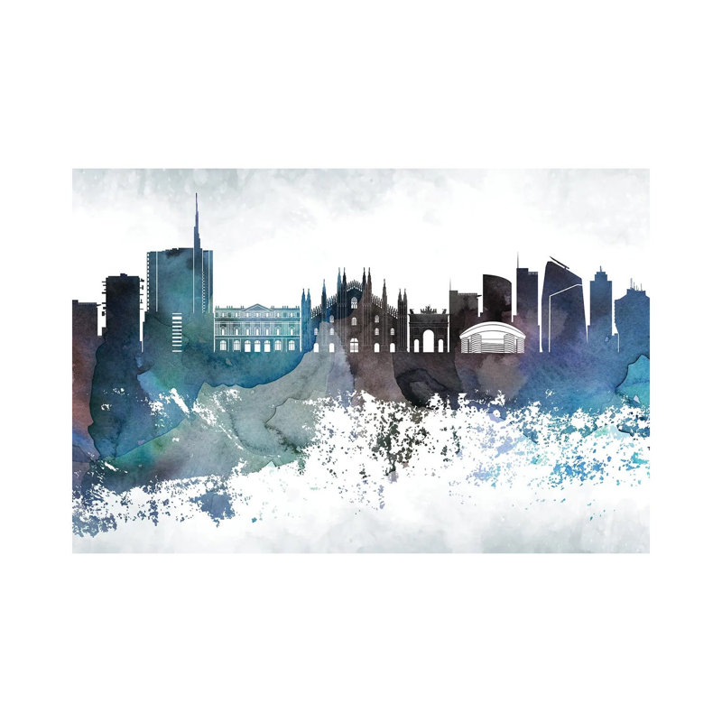 Milan Bluish Skyline by WallDecorAddict - Wrapped Canvas Print, 20.32cm H x 30.48cm W x 1.91cm D
