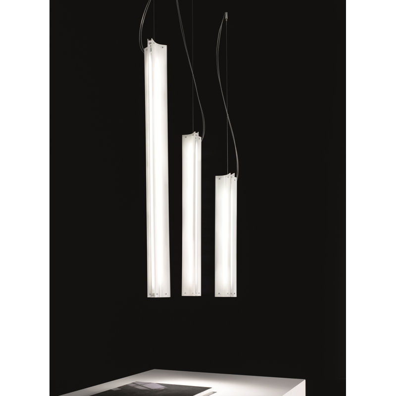 Wings 1 - Light White Geometric Pendant, 150 cm H x 12 cm W x 12 cm D