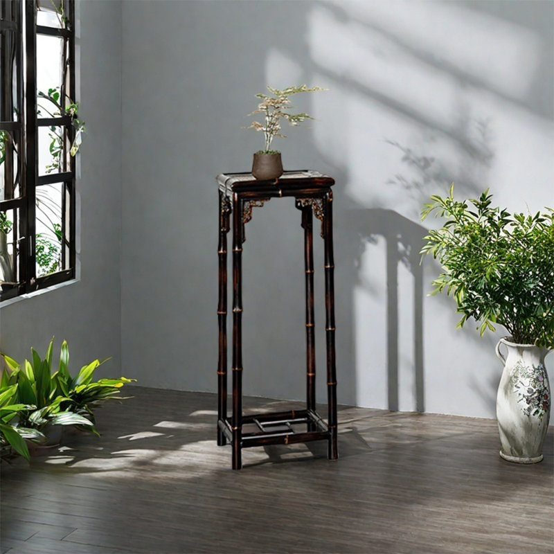Pied de jardin en bambou chinois, Noir, noir, noir, noir, H 31,5 po x l 11,81 po x P 11,81 po