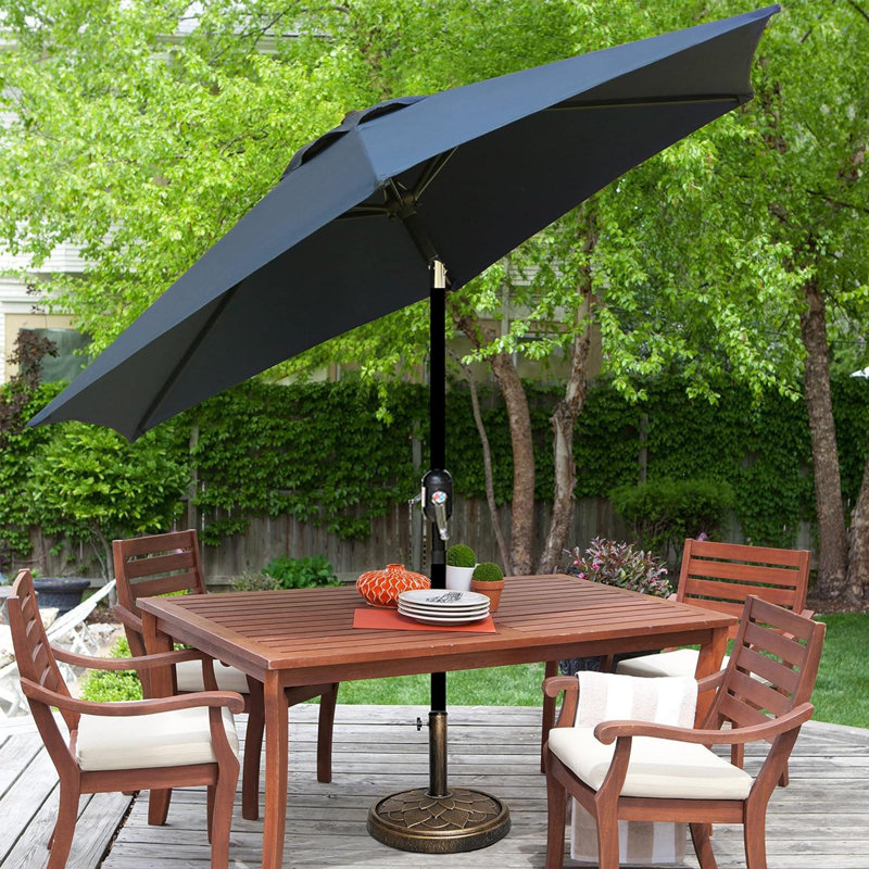 Parasol de marché Graice 4,00 po avec manivelle et contrepoids inclus, Noir