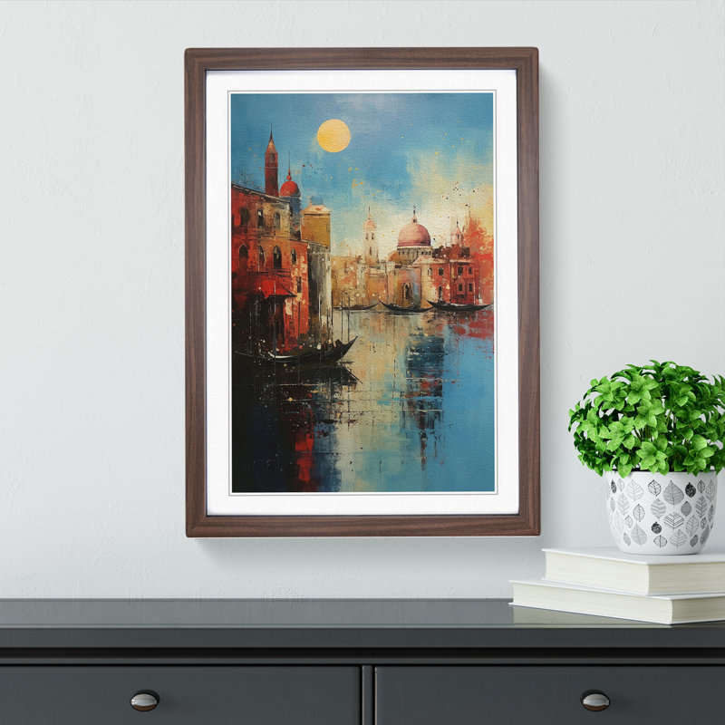 Venice Abstract Art - Framed Print, Walnut Framed, 64cm H x 46cm W