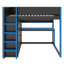 Lit mezzanine avec armoire intégrée, bureau, éclairage sous le bureau et étagères de rangement sous le bureau-1519700091
