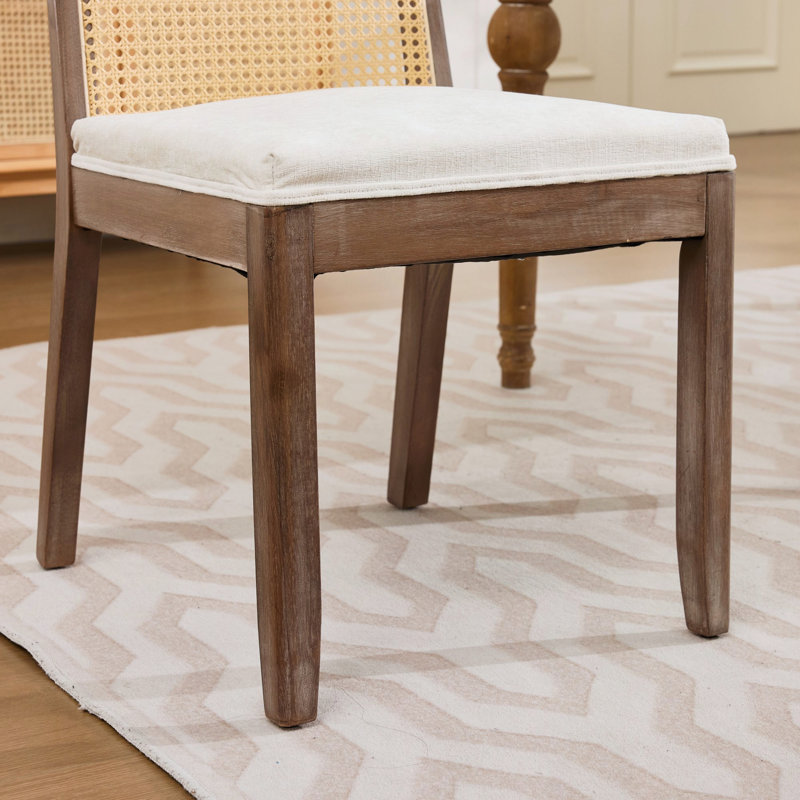 Ensemble de 2 chaises de salle à manger à dossier arqué en rotin., Beige, Beige