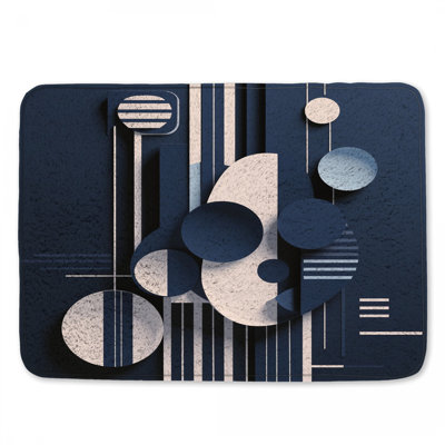 Blue White Circles Bath Mat