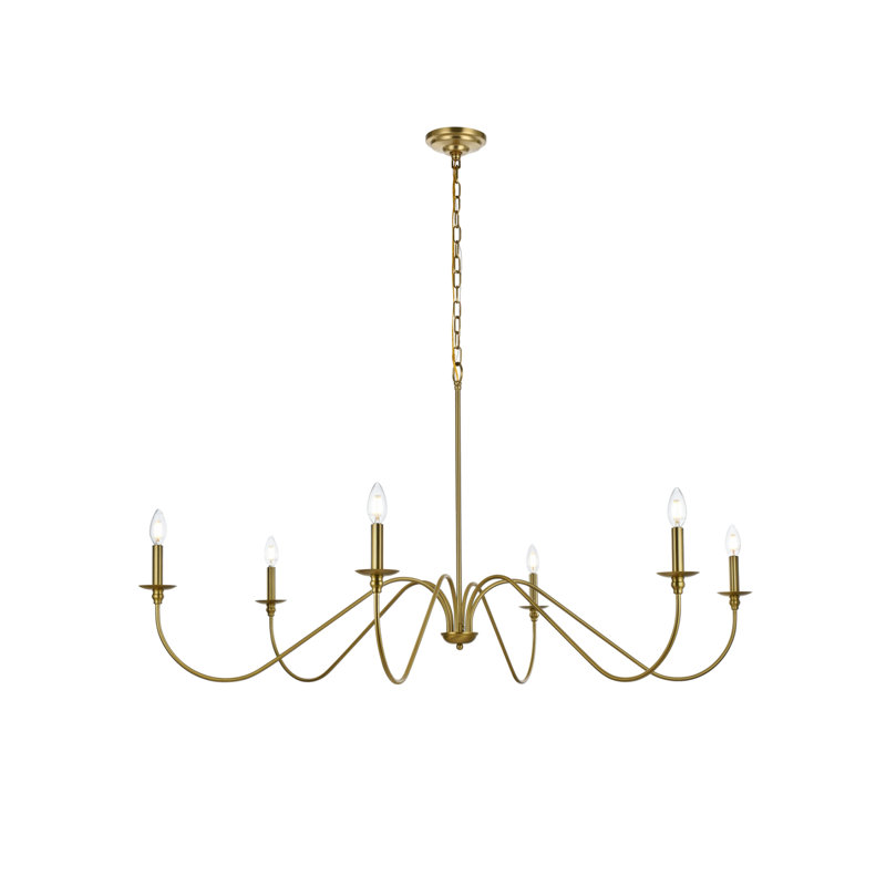 Sherree 6-Light Dimmable Chandelier, Satin Gold, 22" H x 42" W x 42" D