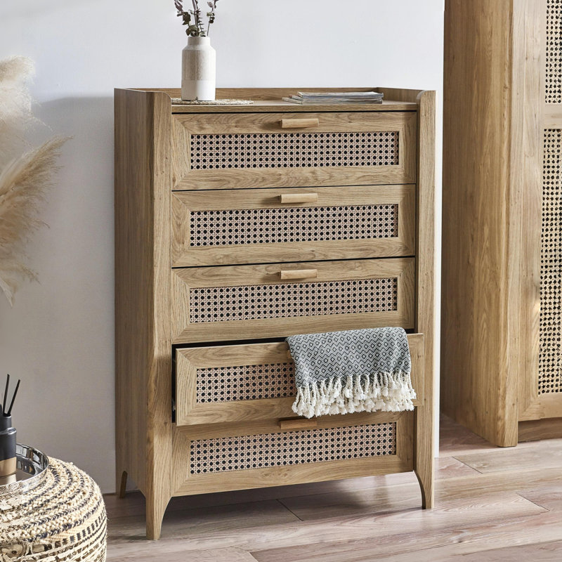 Albelo 80cm W 5 - Drawer Chest of Drawers, Black