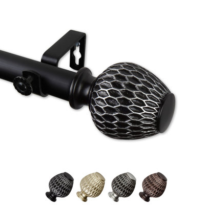 Steel Rod/Resin Finial Adjustable Single Curtain Rod