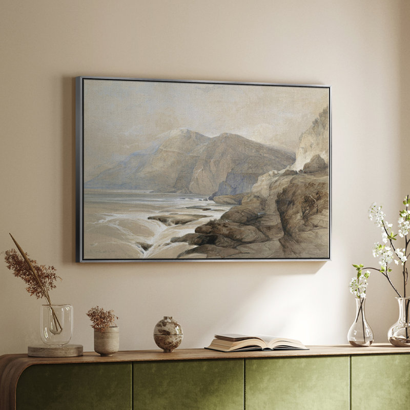 Paysage rétro - XXV, H 27 po x l 41 po x P 2 po, Toile argentée avec cadre flottant