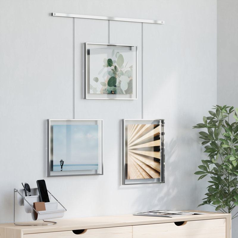Exhibit Wall Picture Frames, Set of 3, Grey