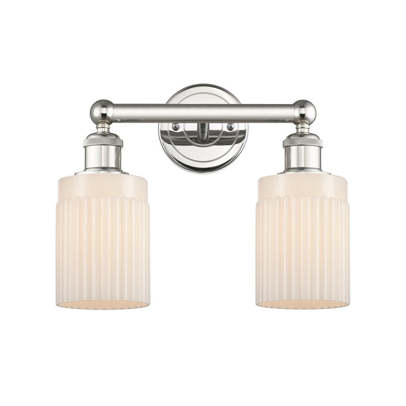 Éclairage pour salle de bain à intensité variable 2 lumières Elloise l 13,5 po, Blanc mat, Nickel poli