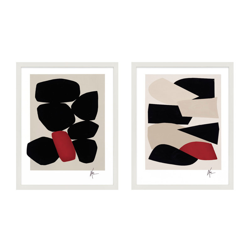 Ink & Jewel Set Of 2 Print by Lee Lessem, 20" H x 16" W x 1.25" D, White Framed