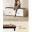 Coffret de rangement de 150 cm, coffre de rangement avec portes coulissantes de style grange et 2 tiroirs | Coffret de rangement compact style ferme, banc de rangement pour salon, chambre, entrée, blanc rustique