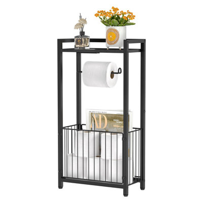 Freestanding Toilet Paper Holder With Storage Shelf