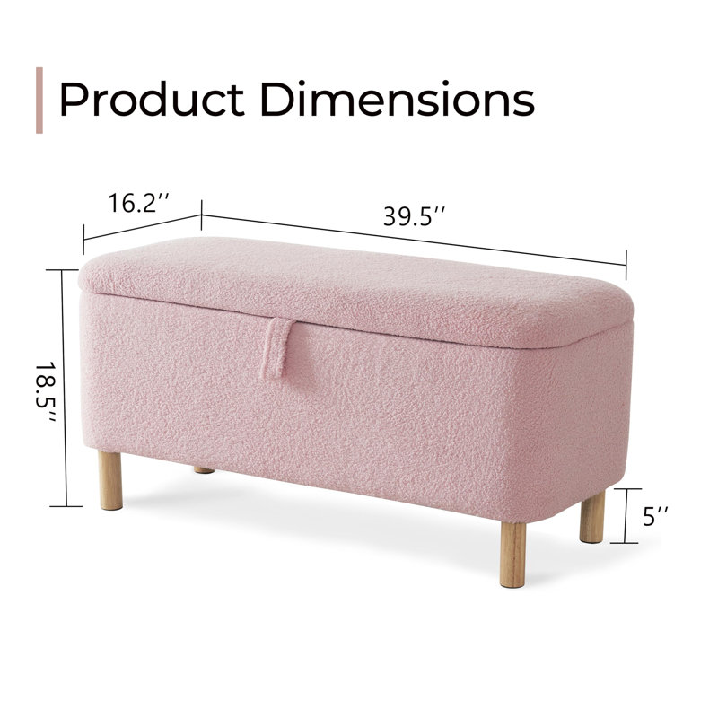 Dayvian 39.3" Storage Ottoman Bench for End of Bed, Pink
