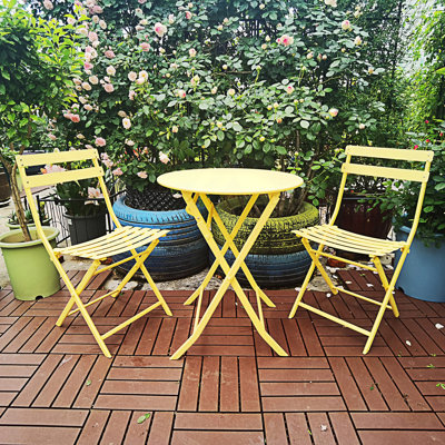 Ensemble bistro 3 pièces, table ronde pliable et chaises