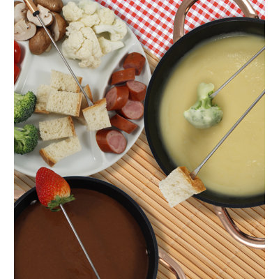 Swissmar Realp 11 Piece Cast Aluminum Fondue Set, Black W/Copper