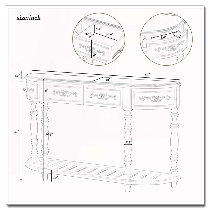 Console 52 po moderne et contemporaine, Bleu antique
