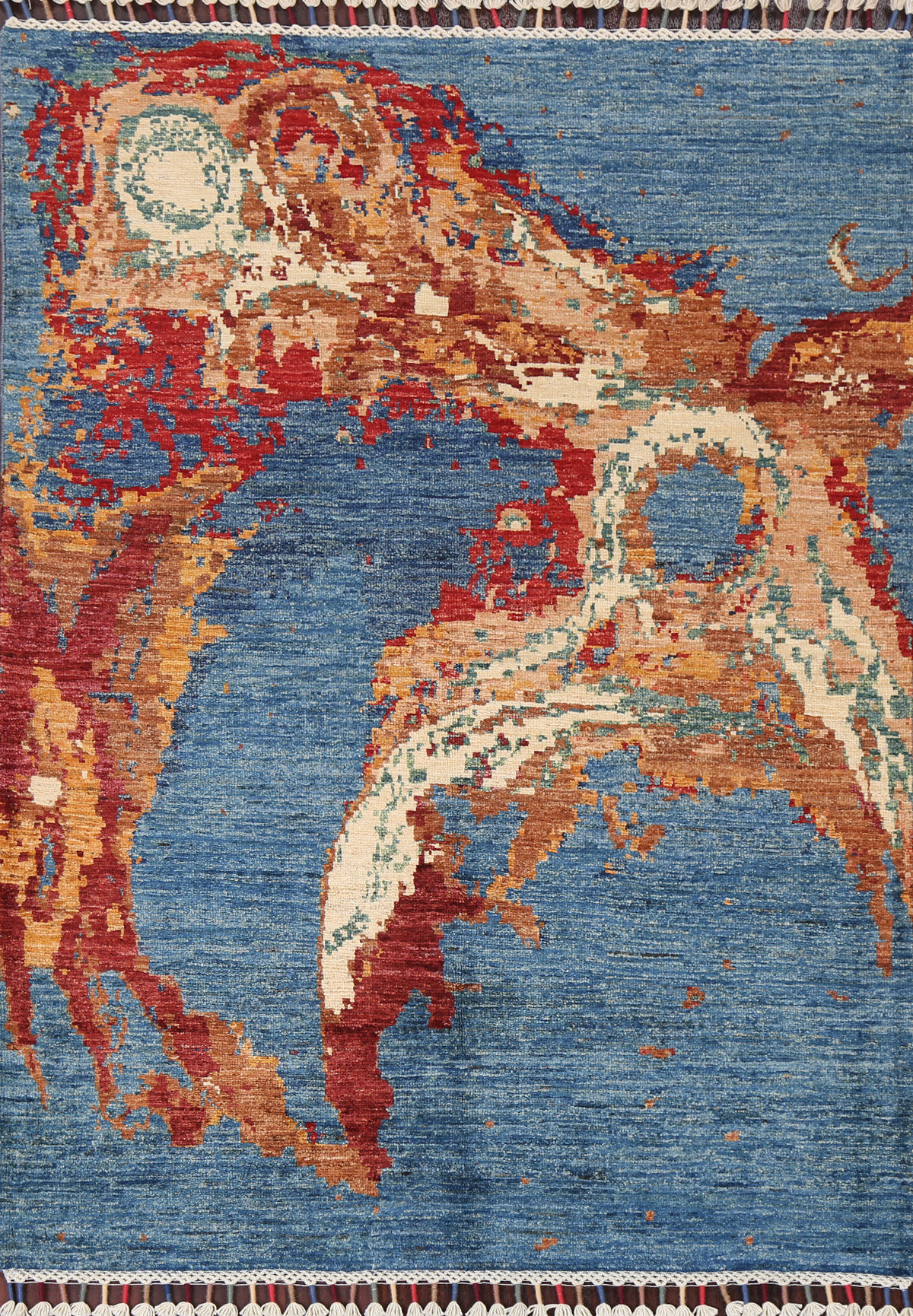 Orren Ellis Vegetable Dye Blue Abstract Handmade Wool Rug 3x5 - Wayfair ...