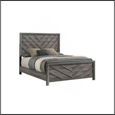 Lit de style moderne en bois gris Denver