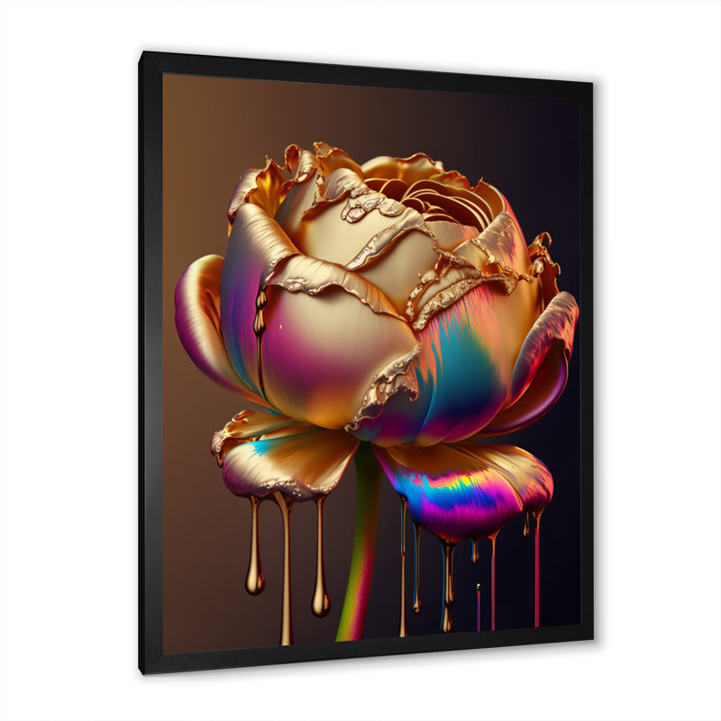 «Rainbow Peony», impression sur toile, H 44 po x l 34 po x P 1,5 po, Cadre photo noir