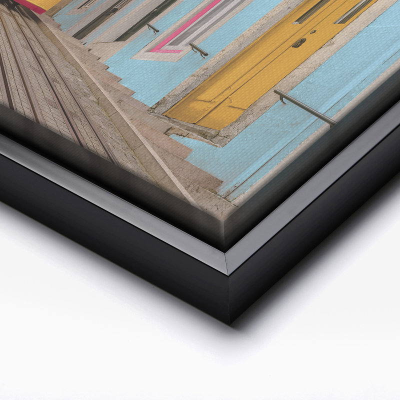 Lisbon Pastel Street, Black Framed, Canvas, 11"H x 14"W