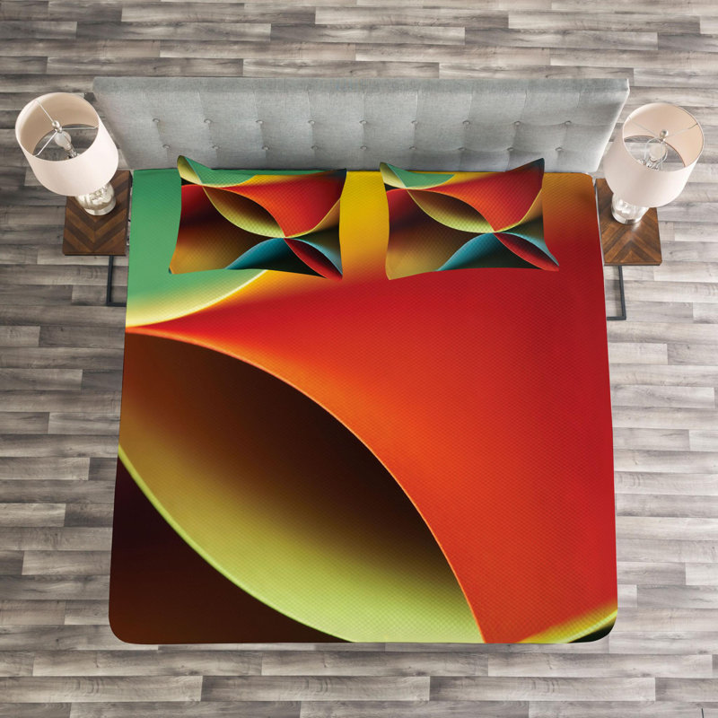 Abstract Modern & Contemporary Polyester Coverlet, Queen Coverlet + 2 Shams