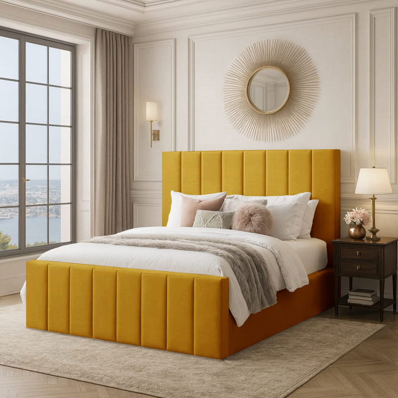 Judsonia Upholstered Ottoman Storage Bed, UK Single - DE 90 x 190 cm, Turmeric