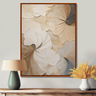 «Beige minimalisme élégance en fleurs», reproduction d'art sur toile, impression sur toile beige