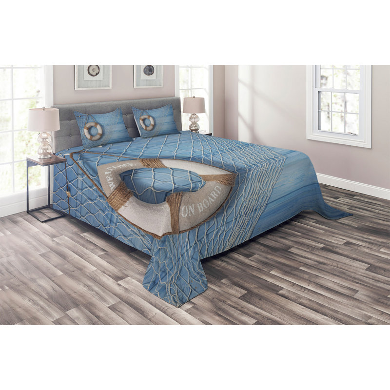 Buoy Polyester Coverlet, King Bedspread + 2 Shams
