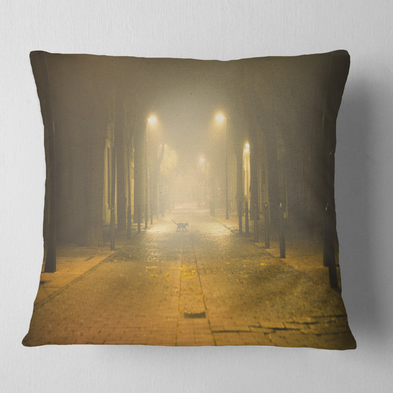 Coussin décoratif paysage urbain, H 16 po x l 16 po
