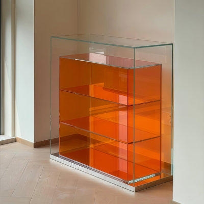 Orange Glass + Stainless Steel Display Cases