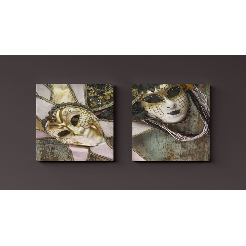 Stunning Decorative Canvas Painting Set (2 Pieces), Gold & Black, 15.7 x 15.7 inches Each | 100% Canvas with 100% Wooden Frame | Perfect for Home Decor, Modern Art Aesthetic, Elegant and Eye-Catching Design
