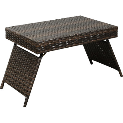 Portable Folding Brown Table, American Design, Lightweight 7.2 Lb, Weather - , No Assembly, 16 In Tall, Reinforced Frame