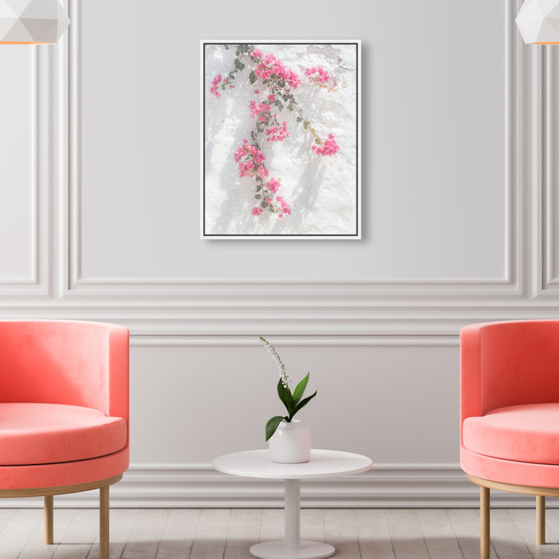 Santorini Blush Print by Oliver Gal, 17"H x 21"W, White Floater Frame