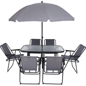 Lashenda Rectangular 6 - Person 47.6'' L Outdoor Restaurant Dining Set (incomplete 1 box only)(glass table top broke)(caution broken glass inside box)