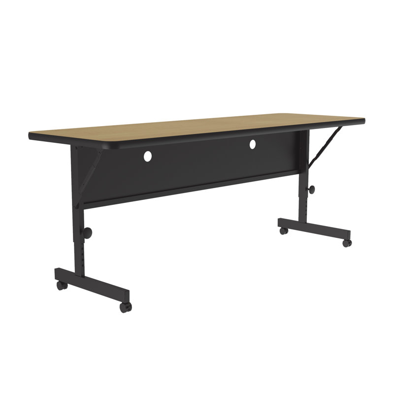 Rectangle 3 Person Height Adjustable Flip Top 60'' L Modular Training Table with Casters