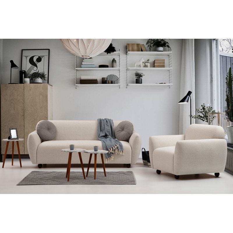 Fauteuil en polyester l 33,86 po Grunlien, Polyester blanc