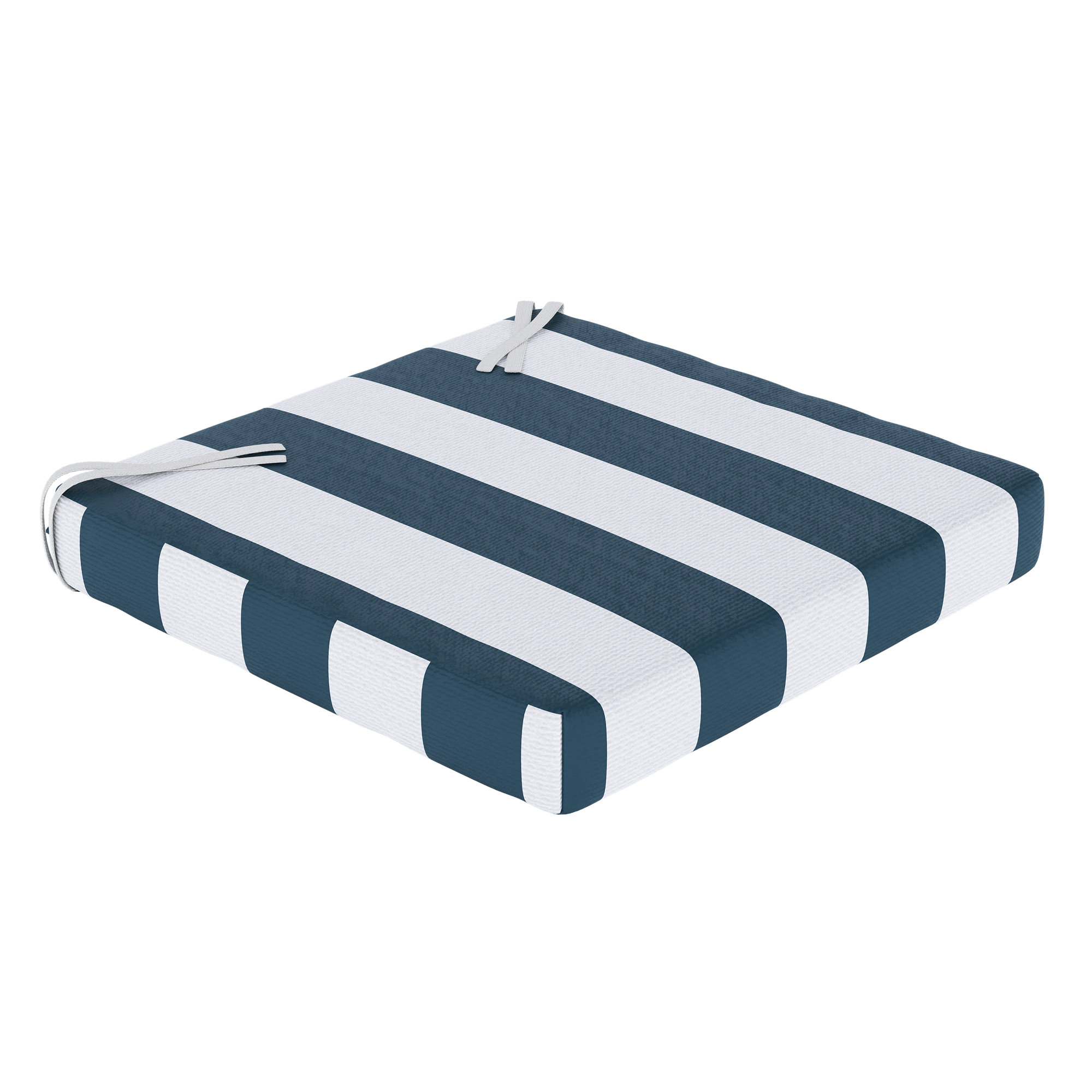Sunbrella® Indoor/Outdoor  Dining Chair Seat Cushion, Refuge Indigo Striped Sunbrella®