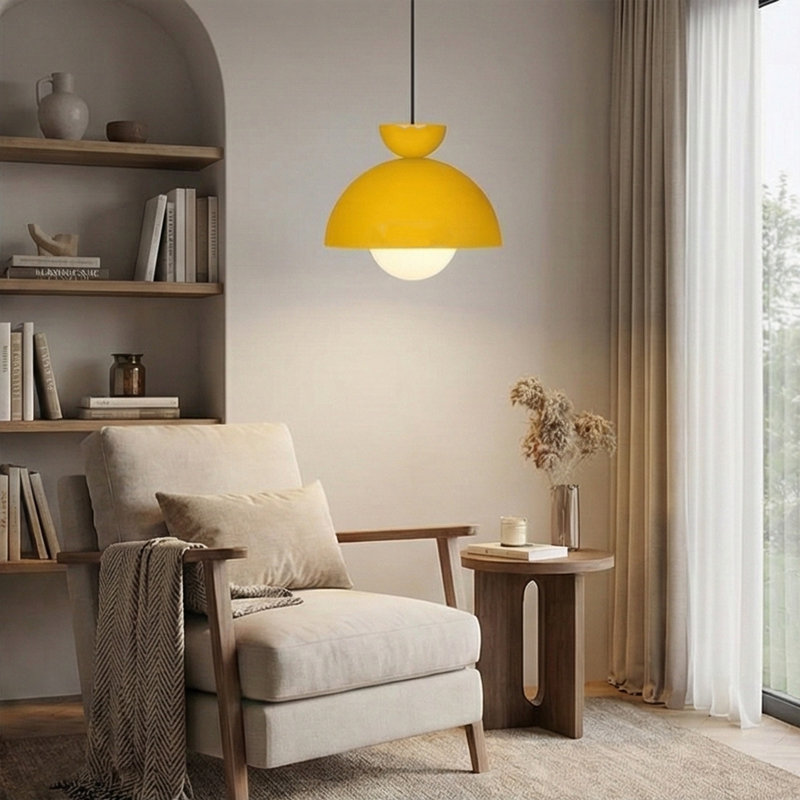 Luminaire suspendu en métal, Jaune