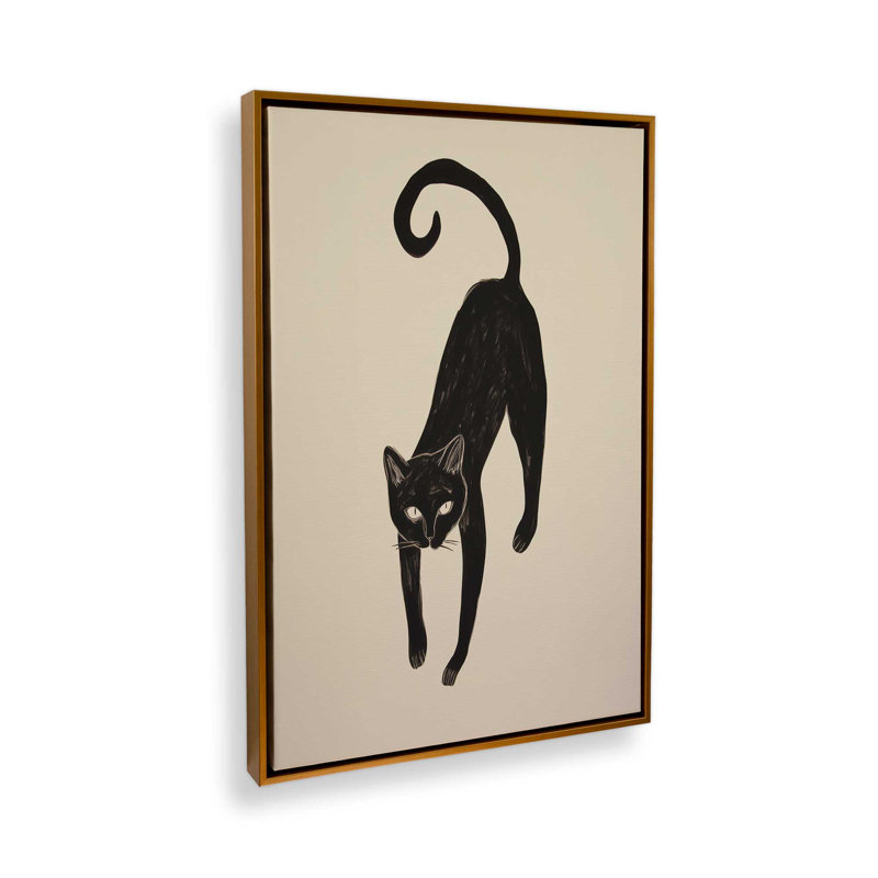 «Black Cat Portrait In Matisse» par Cocoon Design, reproduction d'art, H 48 po x l 36 po, Doré