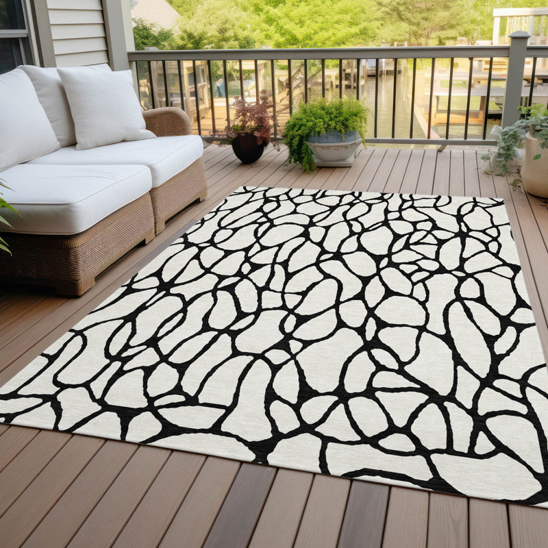 Tapis intérieur / extérieur ivoire Elowira , 9 pi x 12 pi