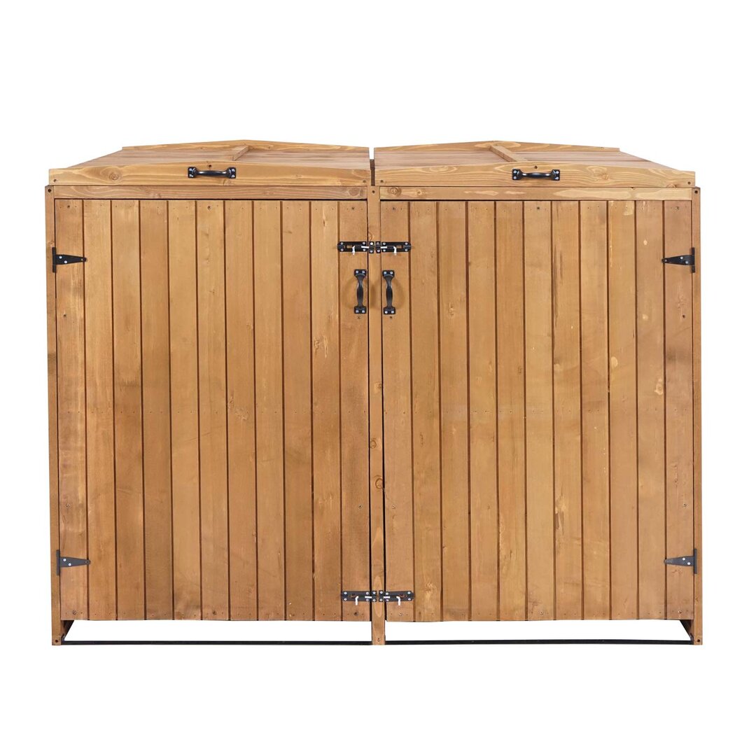 XL Mülltonnenabdeckung MCW-H74 (2er/4er), Mülltonnenbox, erweiterbar, 120x75x96 cm, Massivholz