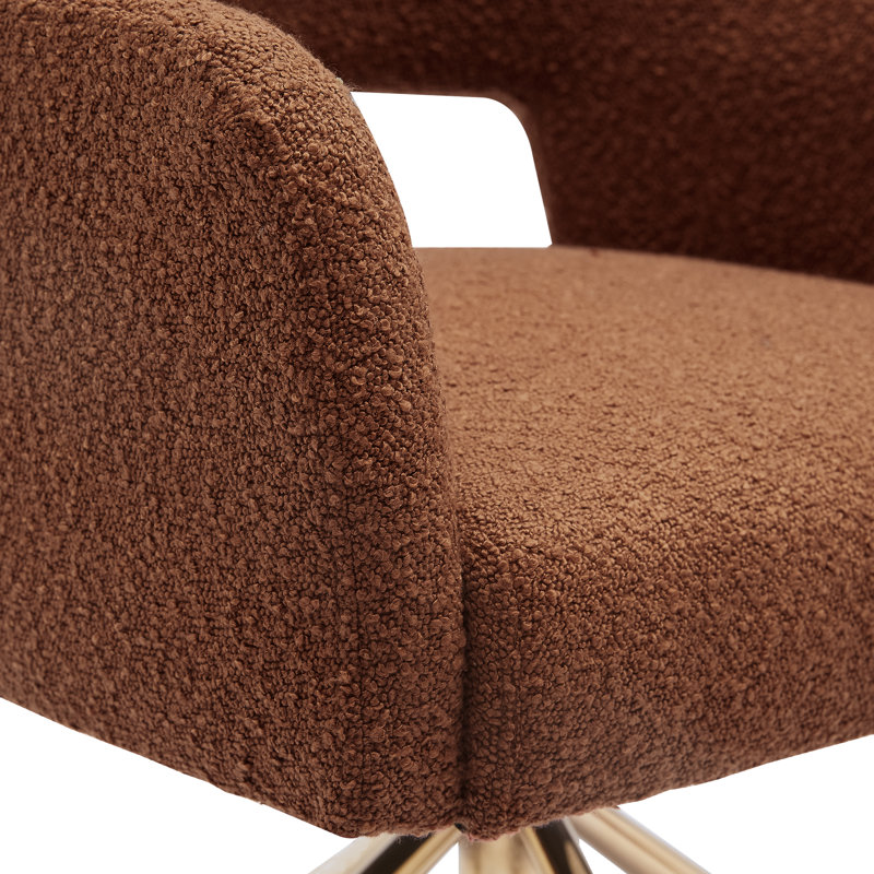 Upholstered Swivel Armchair, Rust Orange Polyester Blend