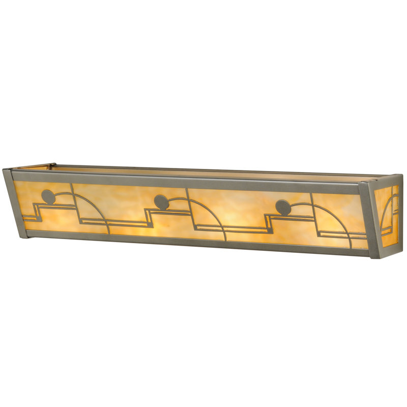 Nickel 24" Art Deco Vanity Light with Beige Shade