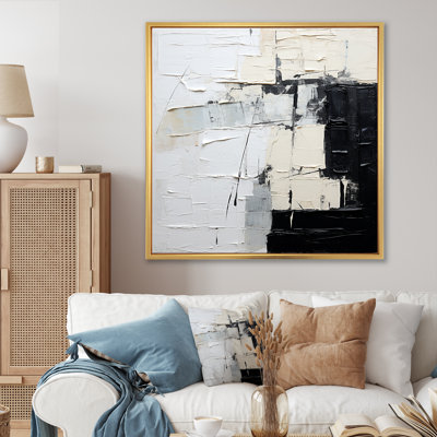 Art moderne scandinave noir et beige - décoration murale abstraite