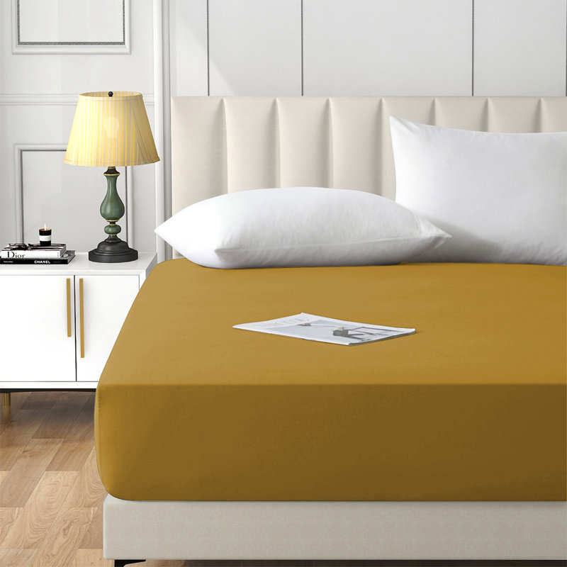 Brushed Microfiber 40cm Deep Fitted Bed Sheet, Ochre, Double (4'6)