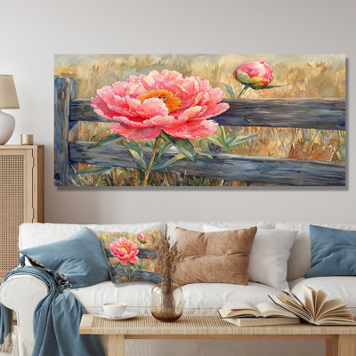 «Countryside Pe pivons By The Stable Gate I», art mural pivoines, impression sur métal traditionnelle