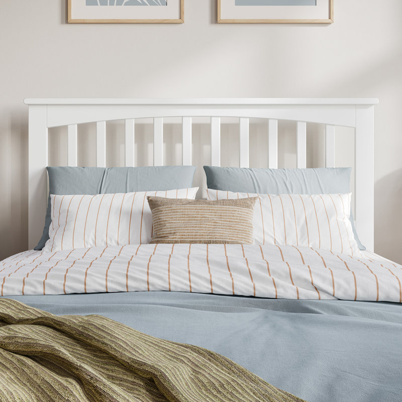 Lit plateforme en bois massif Aritra, Blanc, Double